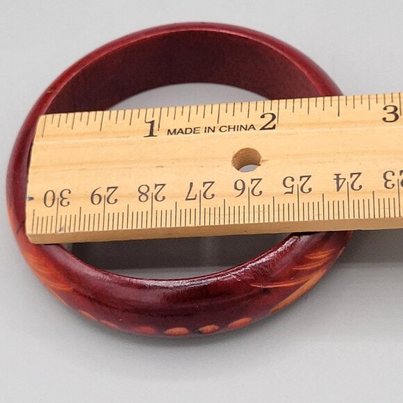 Resin Bangle Bracelet Stackable Etched Abstract Design Reddish Brown Vintage - Picture 5 of 6